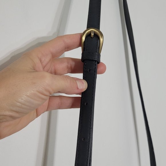 Worthington Rectangle Zip Top Purse Shoulder Bag Crossbody Black Leather Casual - Picture 4 of 15